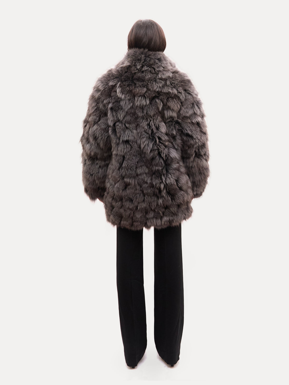 Vintage Gray Oversized Fox Fur Coat