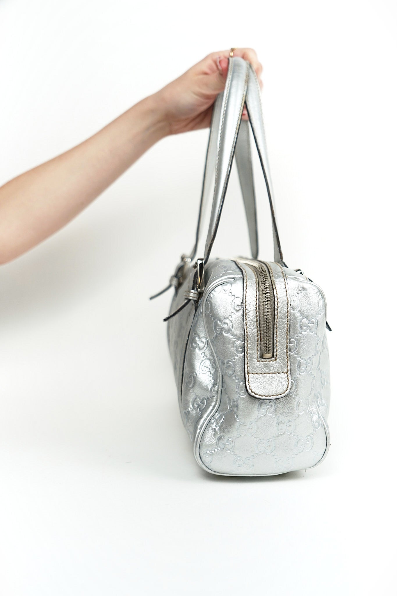 Gucci Silver Britt Boston Bag