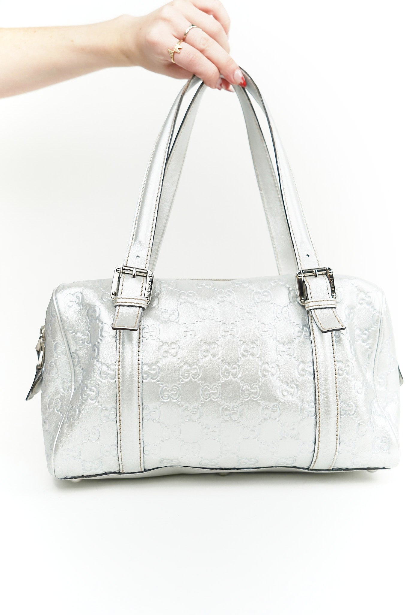 Gucci Silver Britt Boston Bag