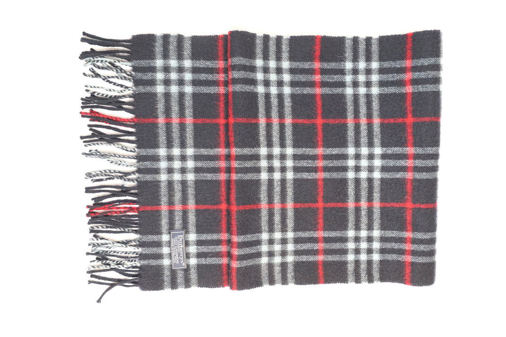 Burberry Navy Tartan Cashmere Scarf