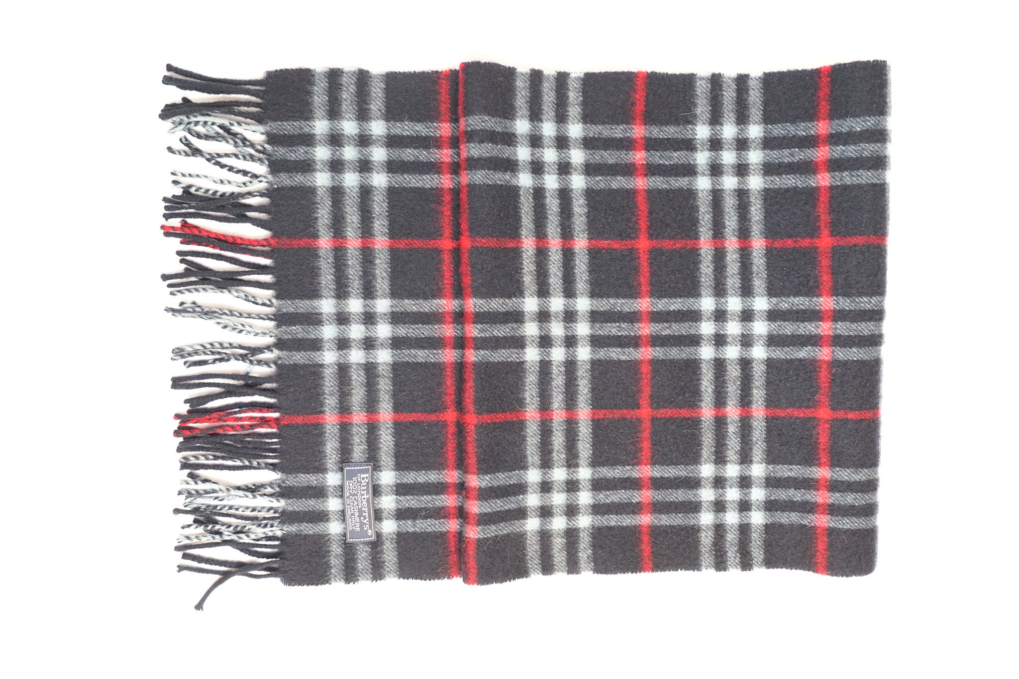 Burberry Navy Tartan Cashmere Scarf