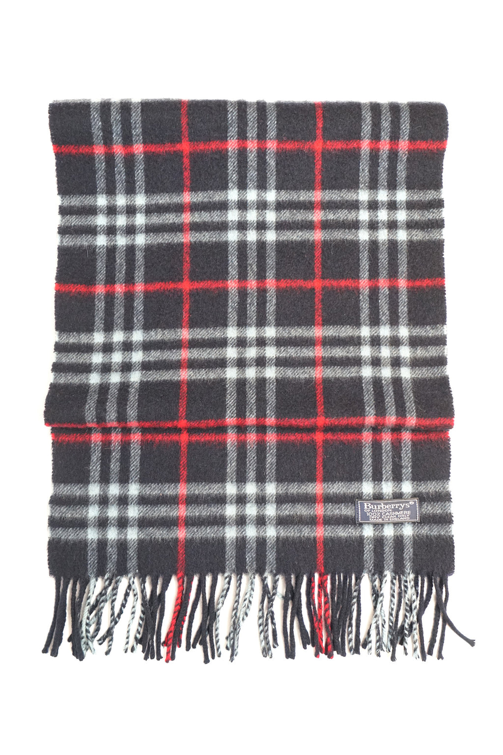 Burberry Navy Tartan Cashmere Scarf