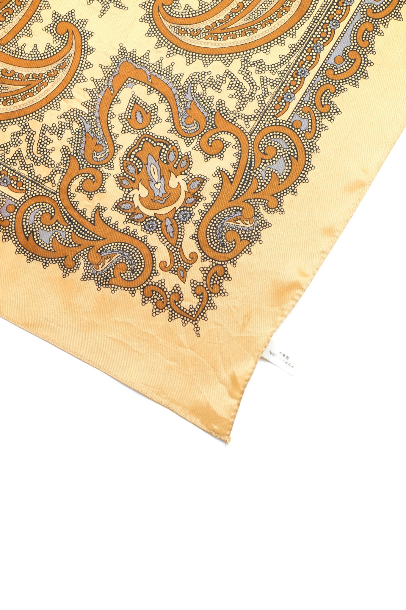 Vintage Brown Paisley Printed Silk Scarf