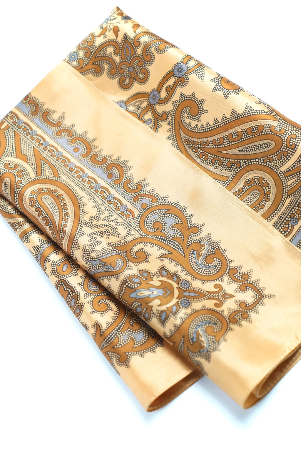 Vintage Brown Paisley Printed Silk Scarf