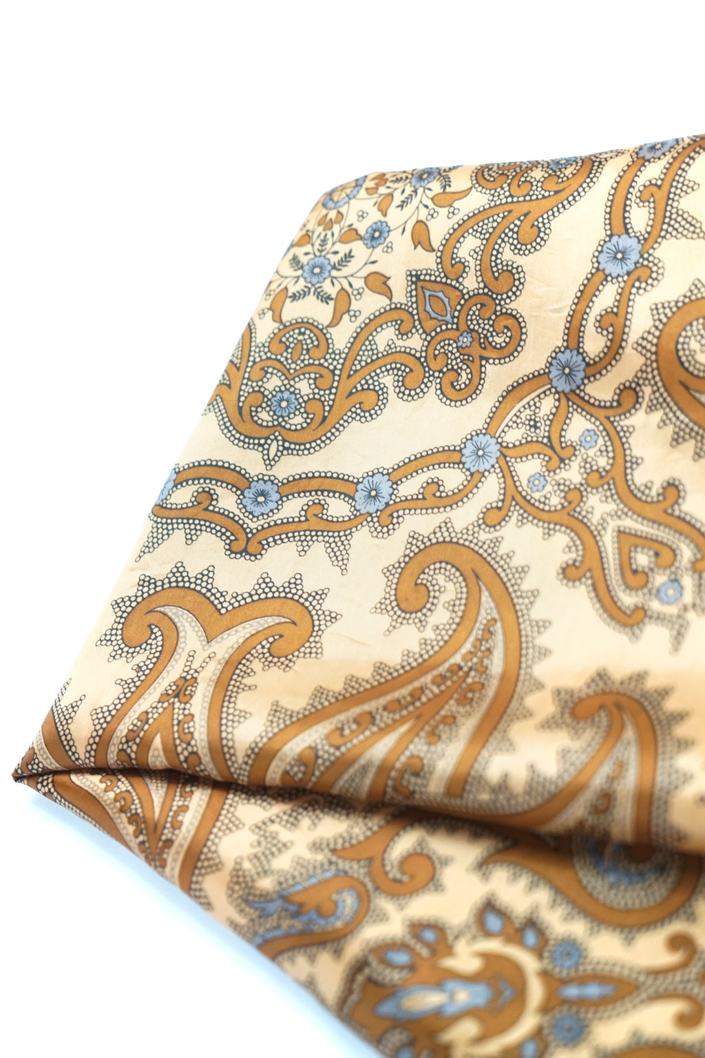 Vintage Brown Paisley Printed Silk Scarf