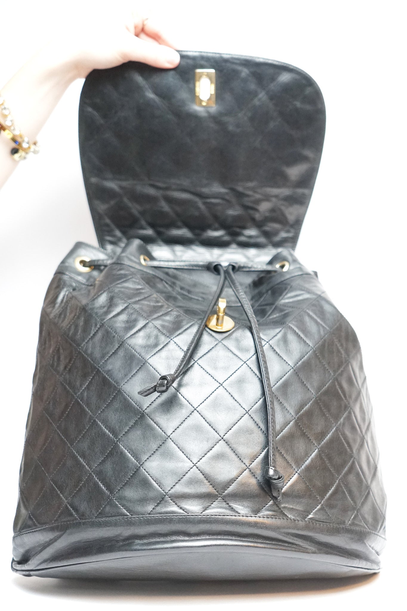 Chanel Black Lambskin Backpack