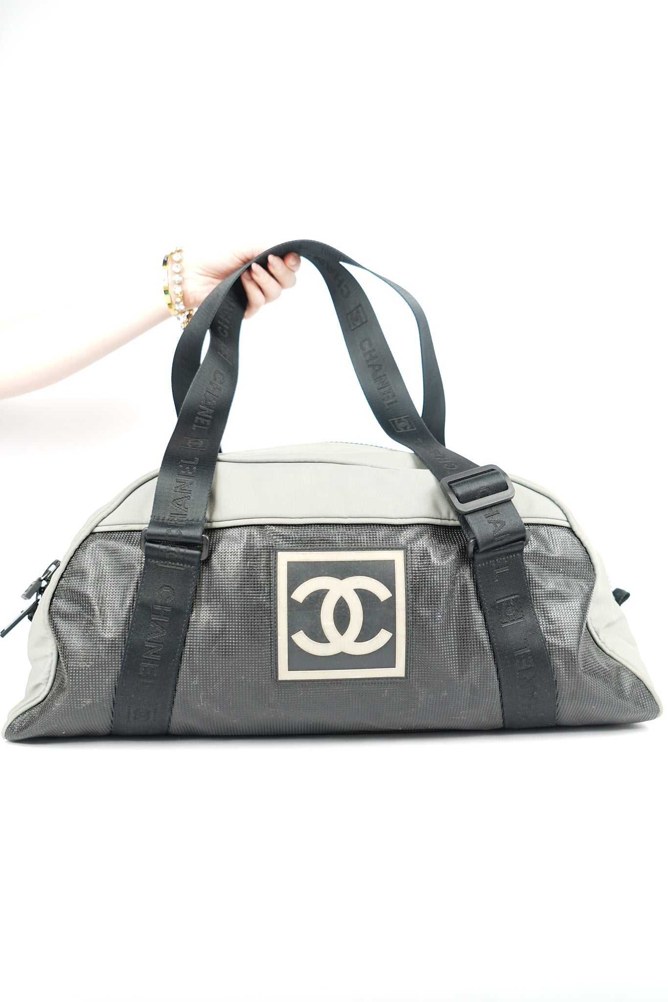 Chanel Grey/Black Duffle Bag