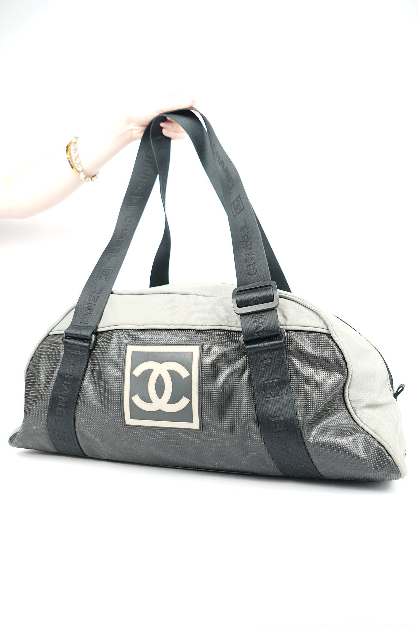 Chanel Grey/Black Duffle Bag