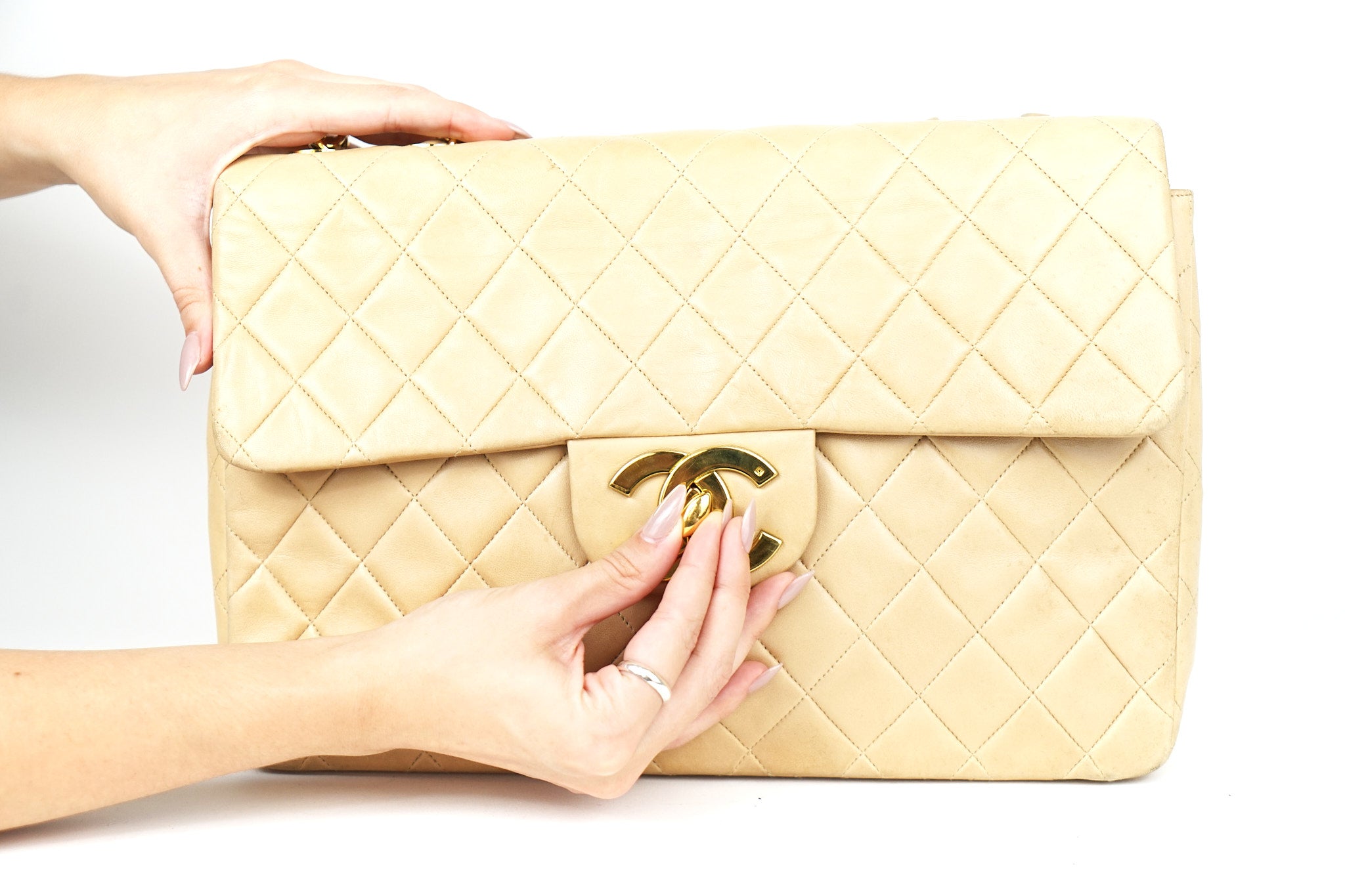 Vintage Chanel Jumbo CC Lambskin Shoulder Bag