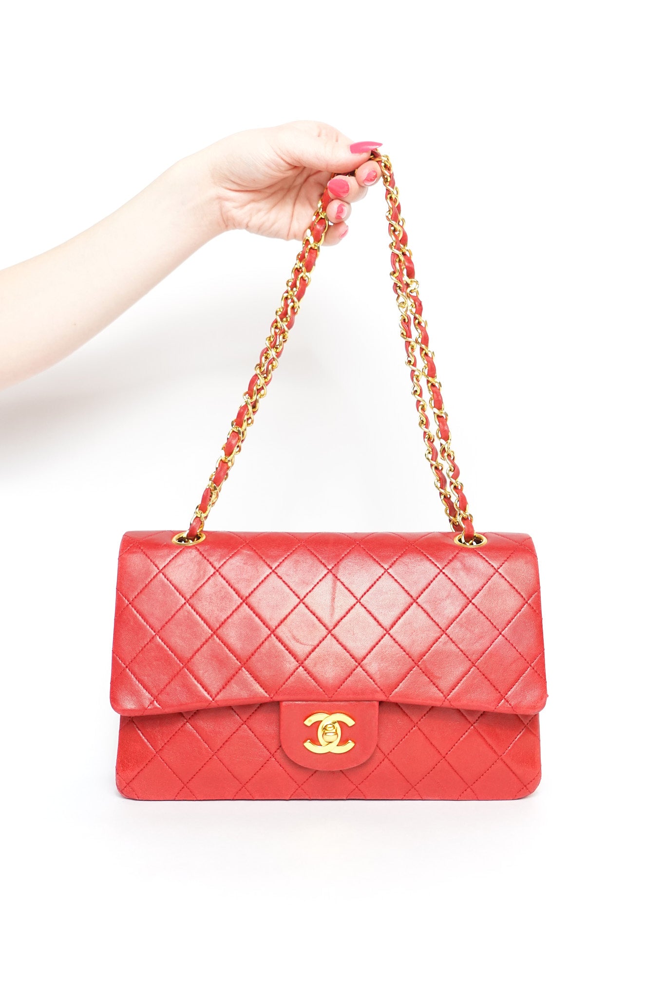 Chanel Red Double Flap Shoulder Bag