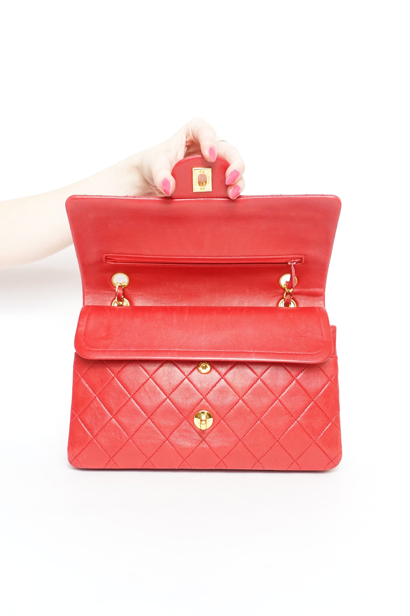 Chanel Red Double Flap Shoulder Bag