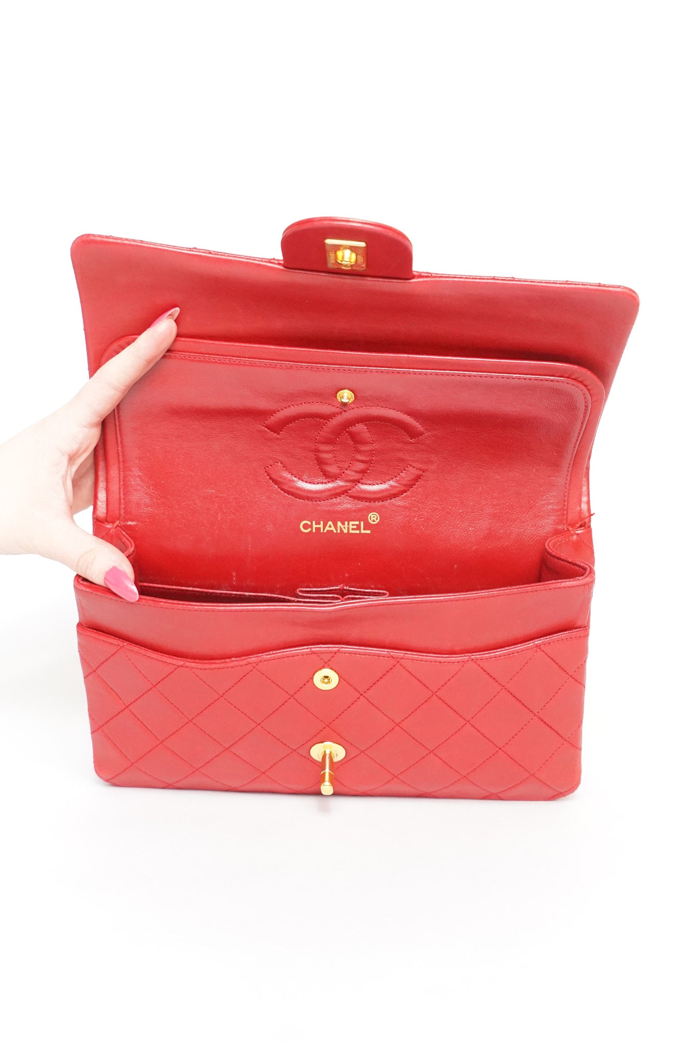 Chanel Red Double Flap Shoulder Bag