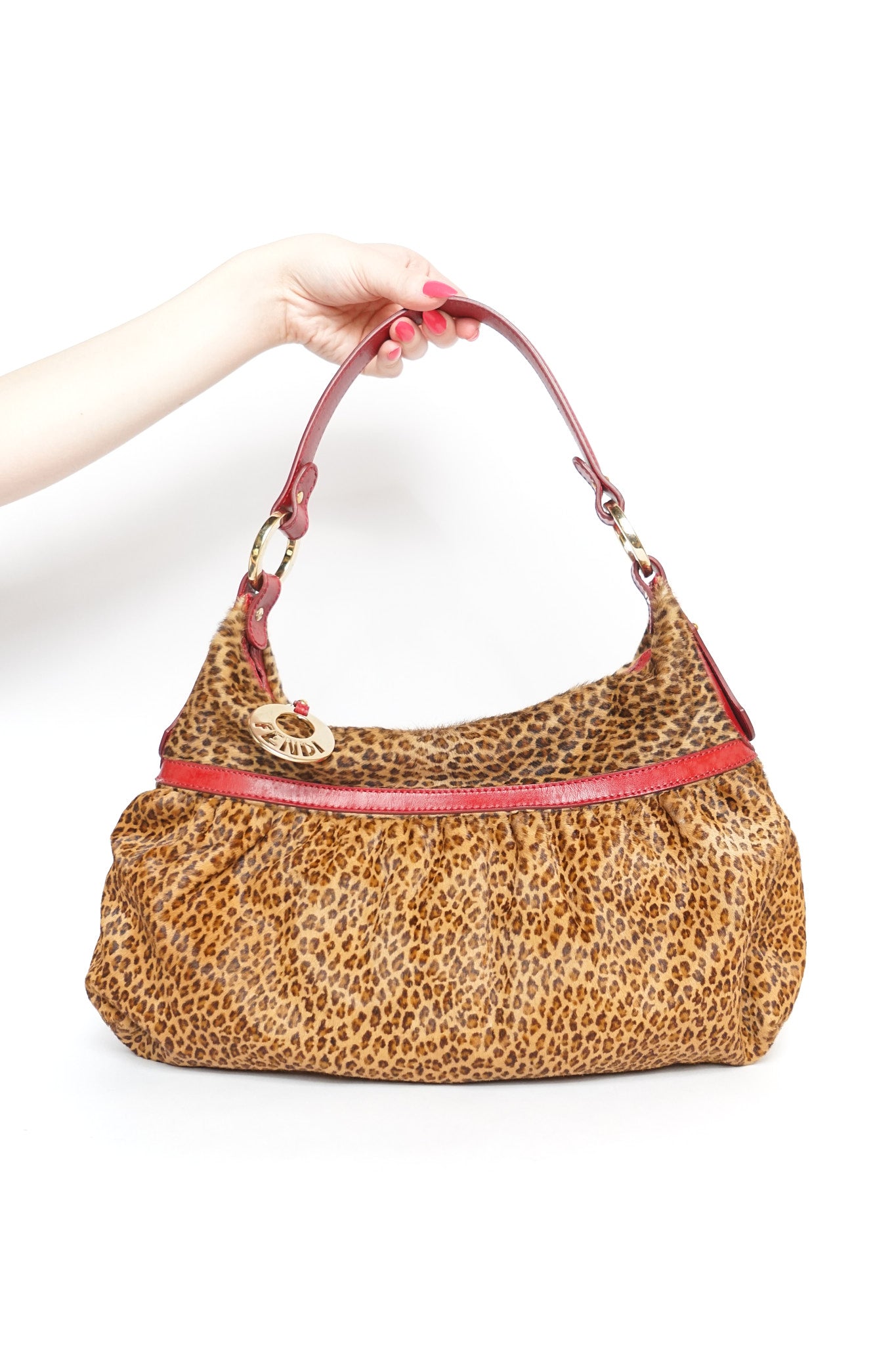 Fendi Leopard Print Calfskin Chef Shoulder Bag