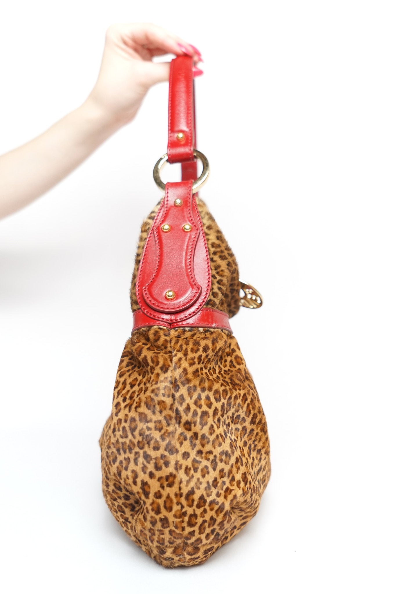 Fendi Leopard Print Calfskin Chef Shoulder Bag