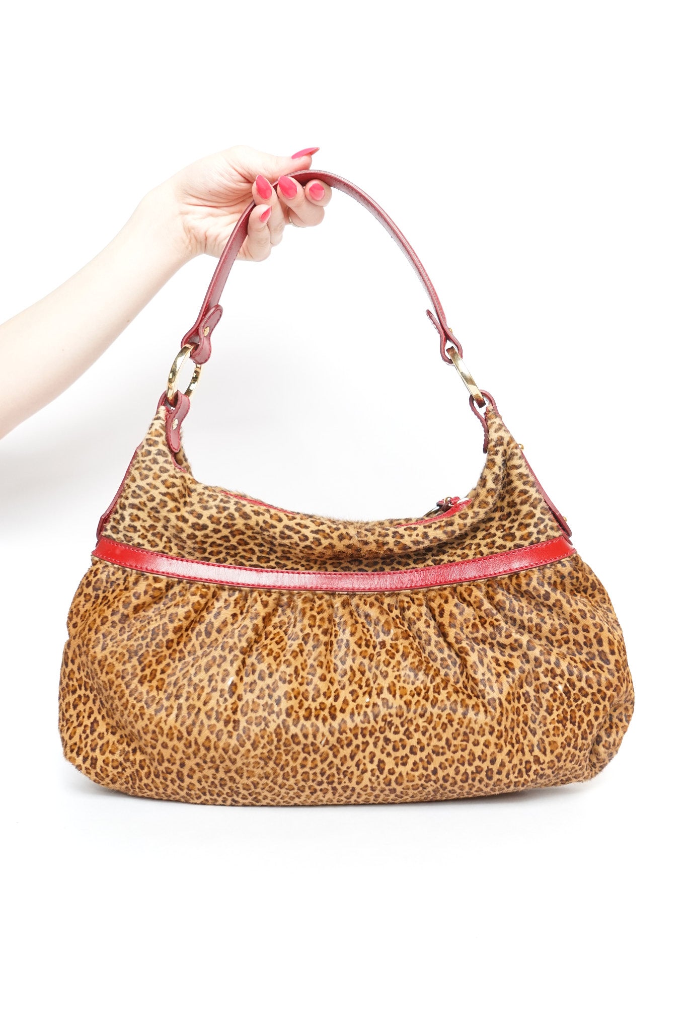 Fendi Leopard Print Calfskin Chef Shoulder Bag