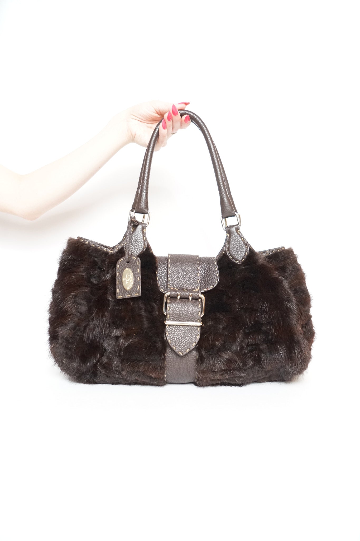 Fendi Selleria Brown Mink Fur Bag