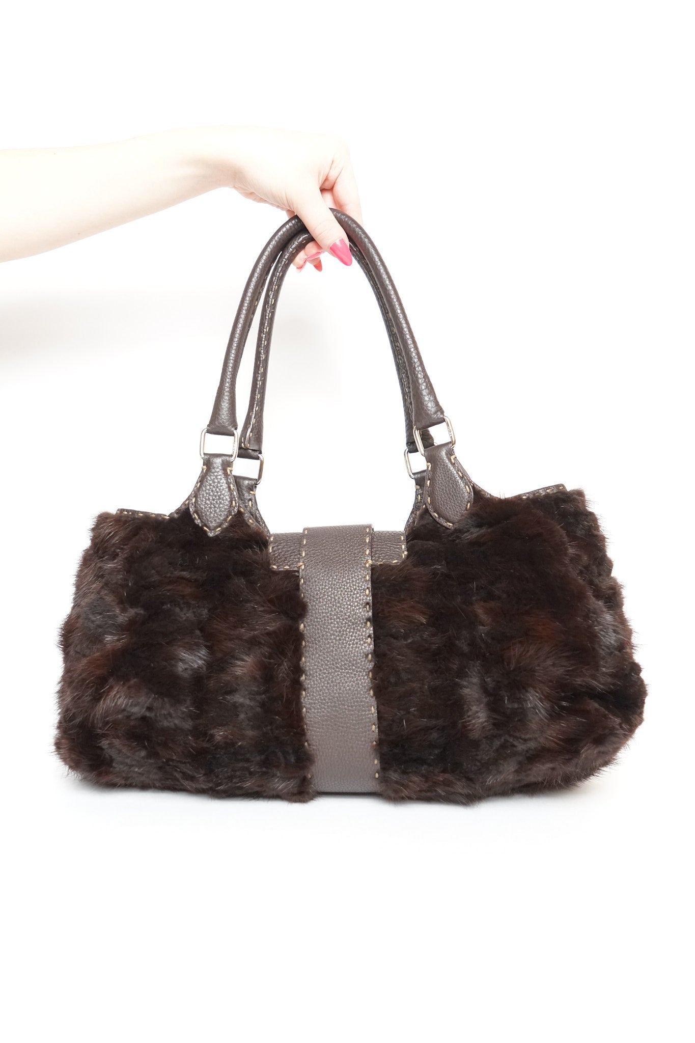 Fendi Selleria Brown Mink Fur Bag