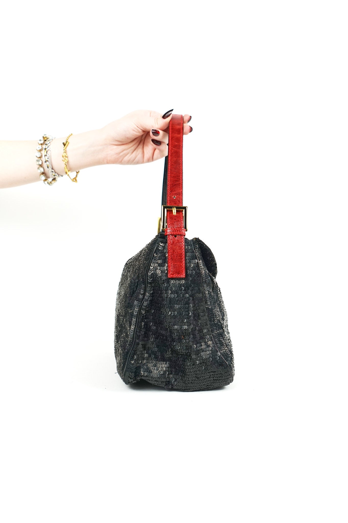 Fendi Sequin Lizard Trim Mamma Bag