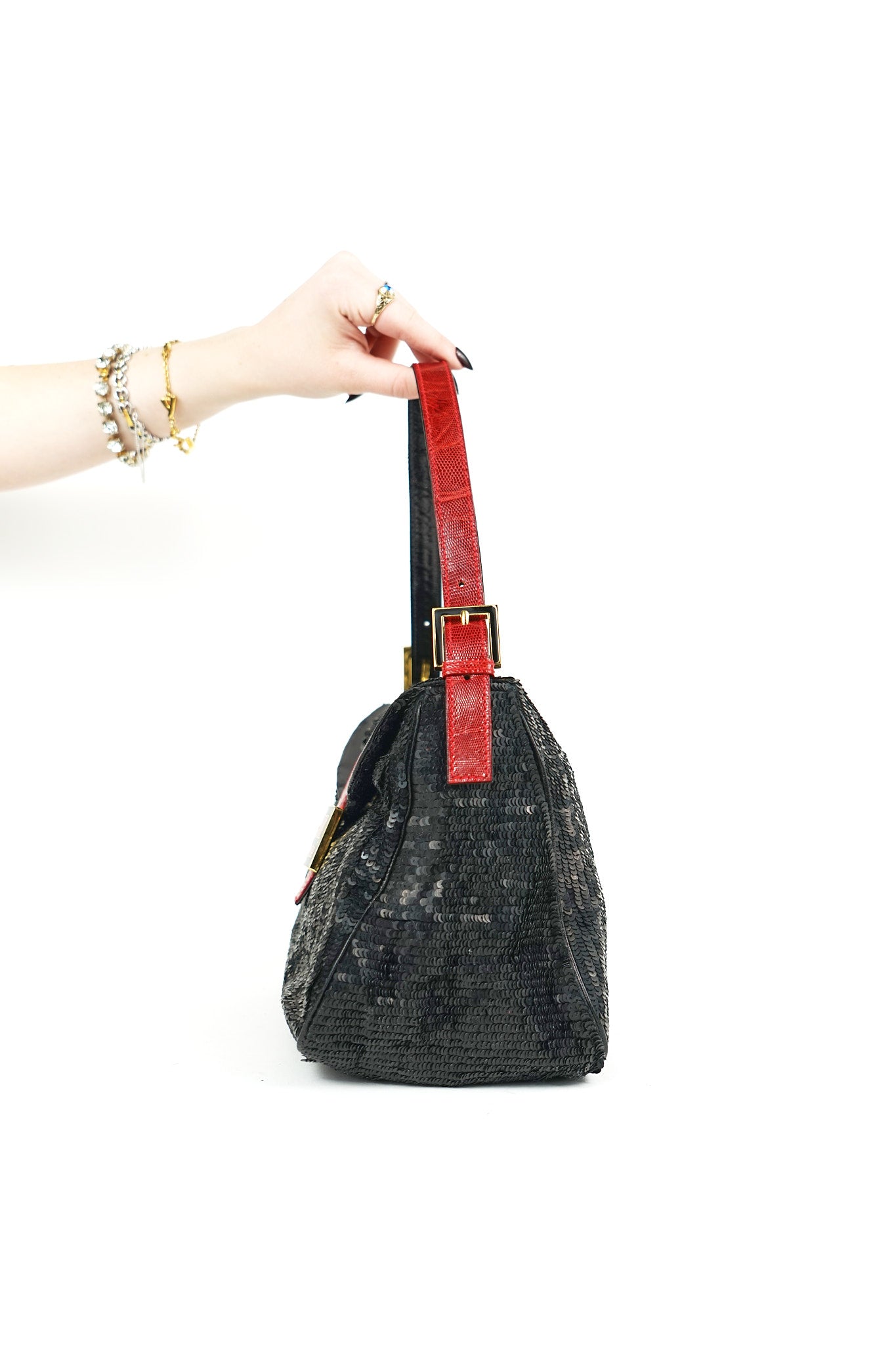 Fendi Sequin Lizard Trim Mamma Bag