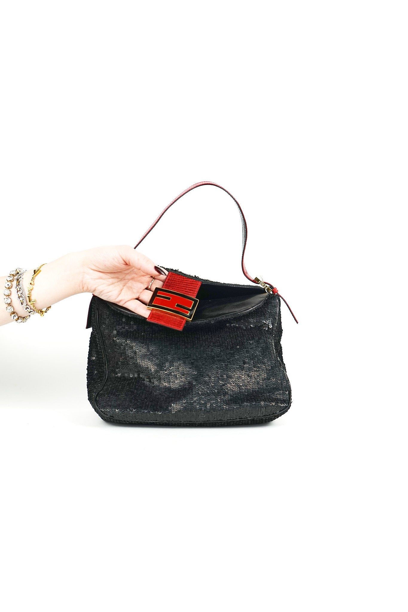 Fendi Sequin Lizard Trim Mamma Bag