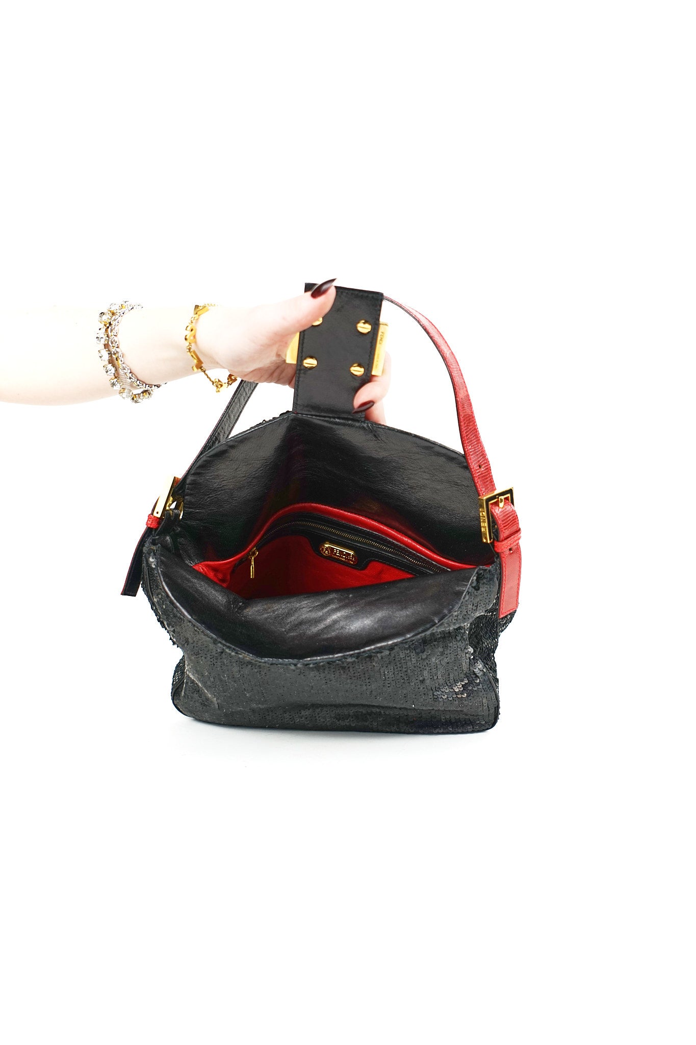 Fendi Sequin Lizard Trim Mamma Bag