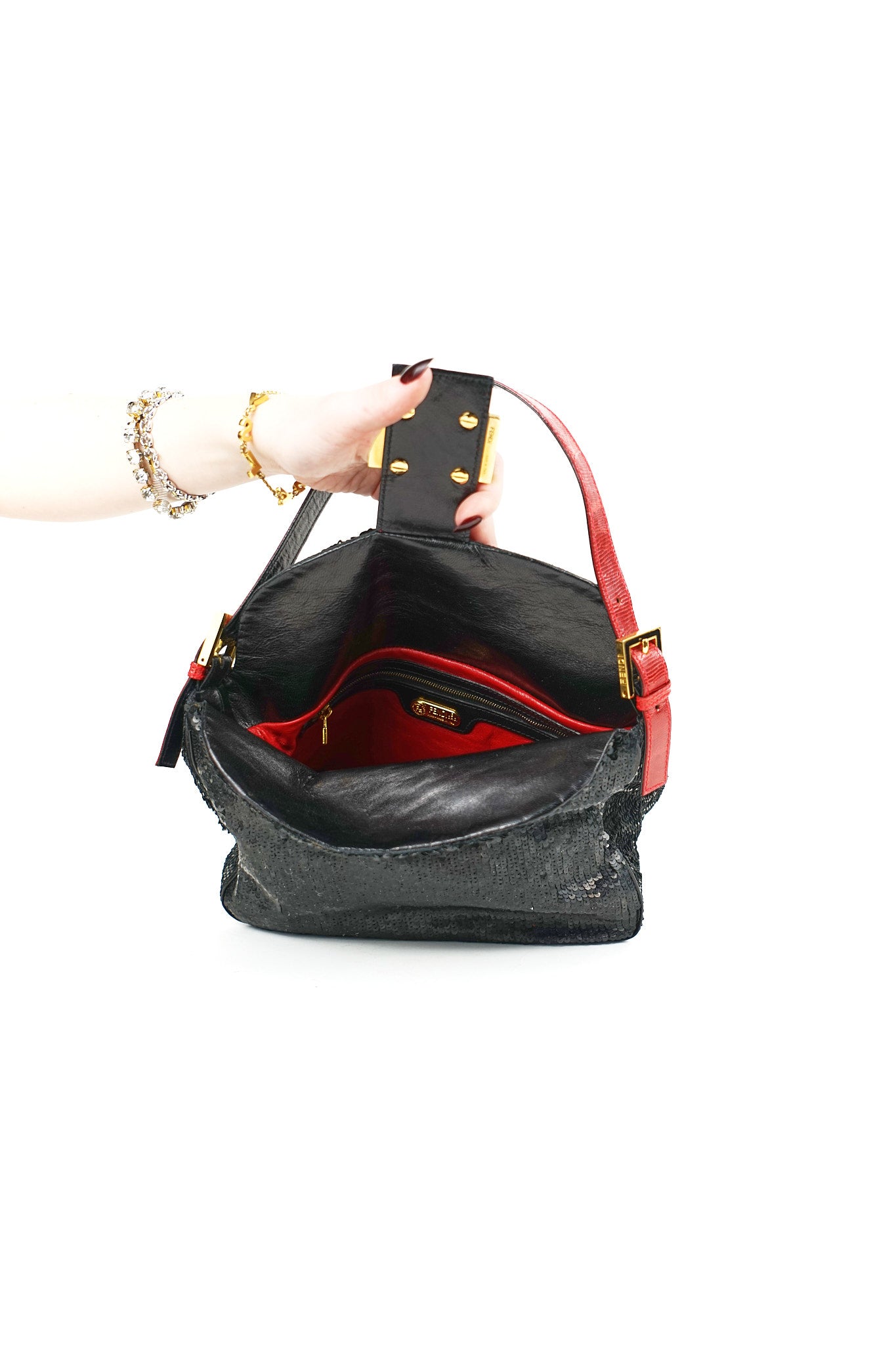 Fendi Sequin Lizard Trim Mamma Bag