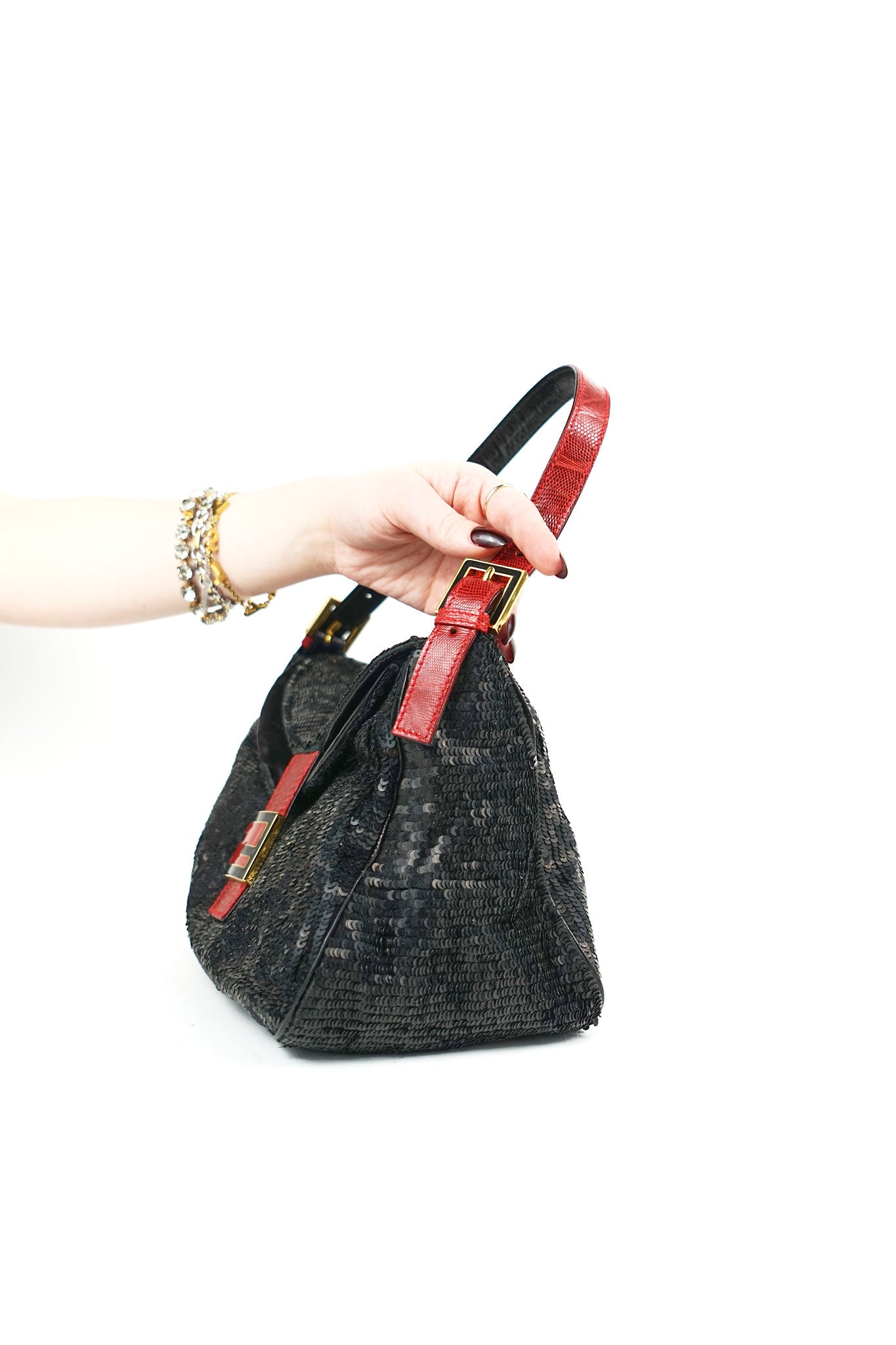 Fendi Sequin Lizard Trim Mamma Bag