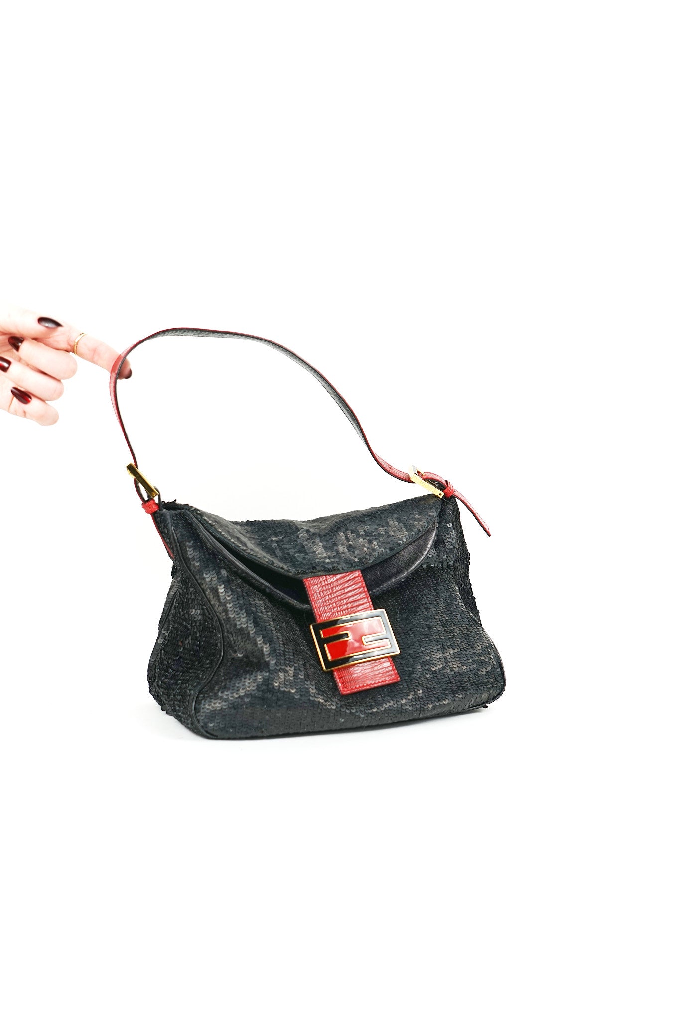 Fendi Sequin Lizard Trim Mamma Bag