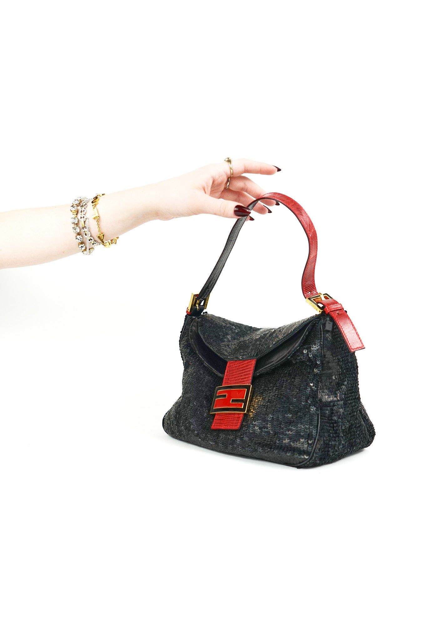 Fendi Sequin Lizard Trim Mamma Bag