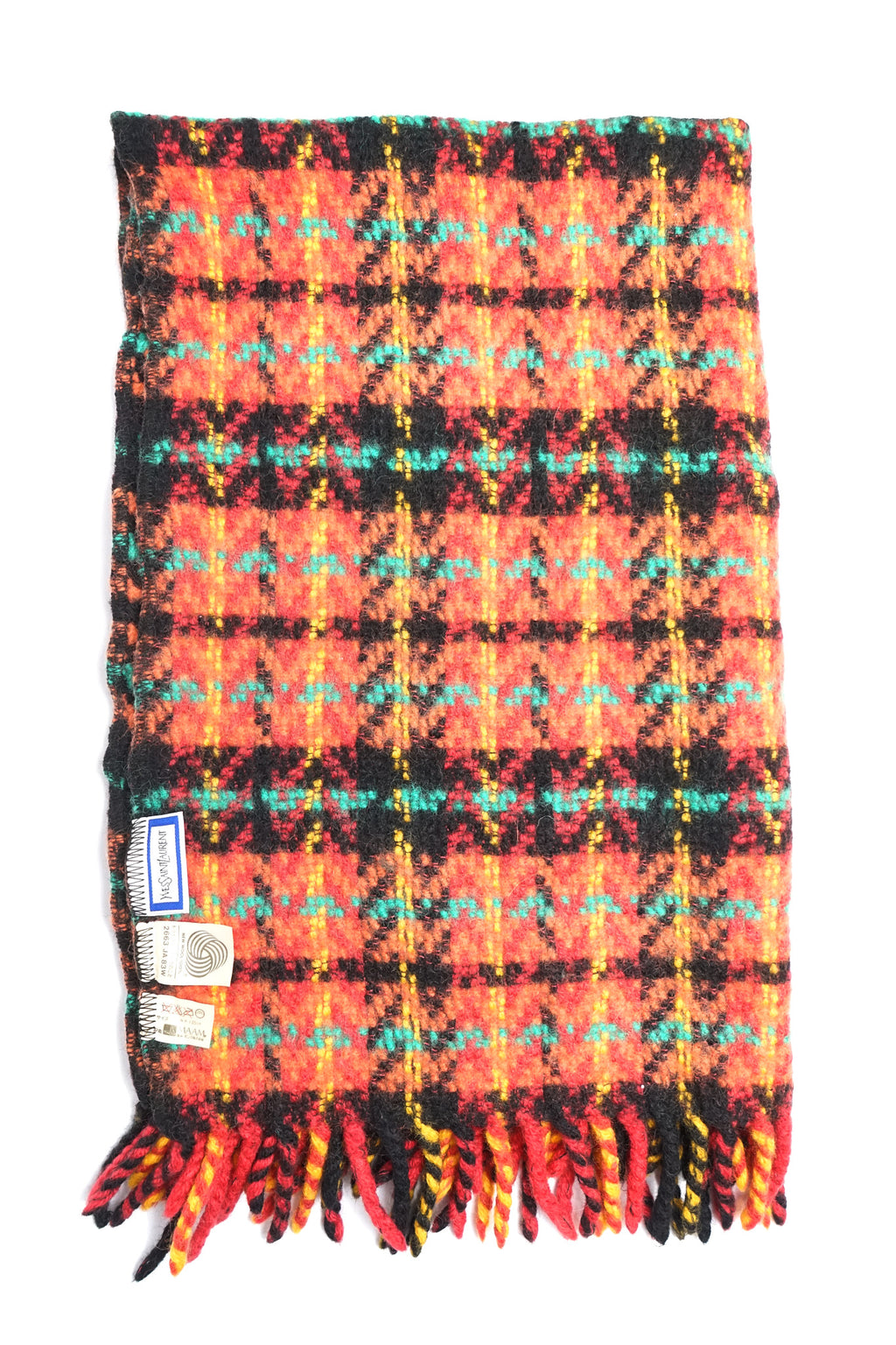 YSL Plaid Wool Knit Scarf