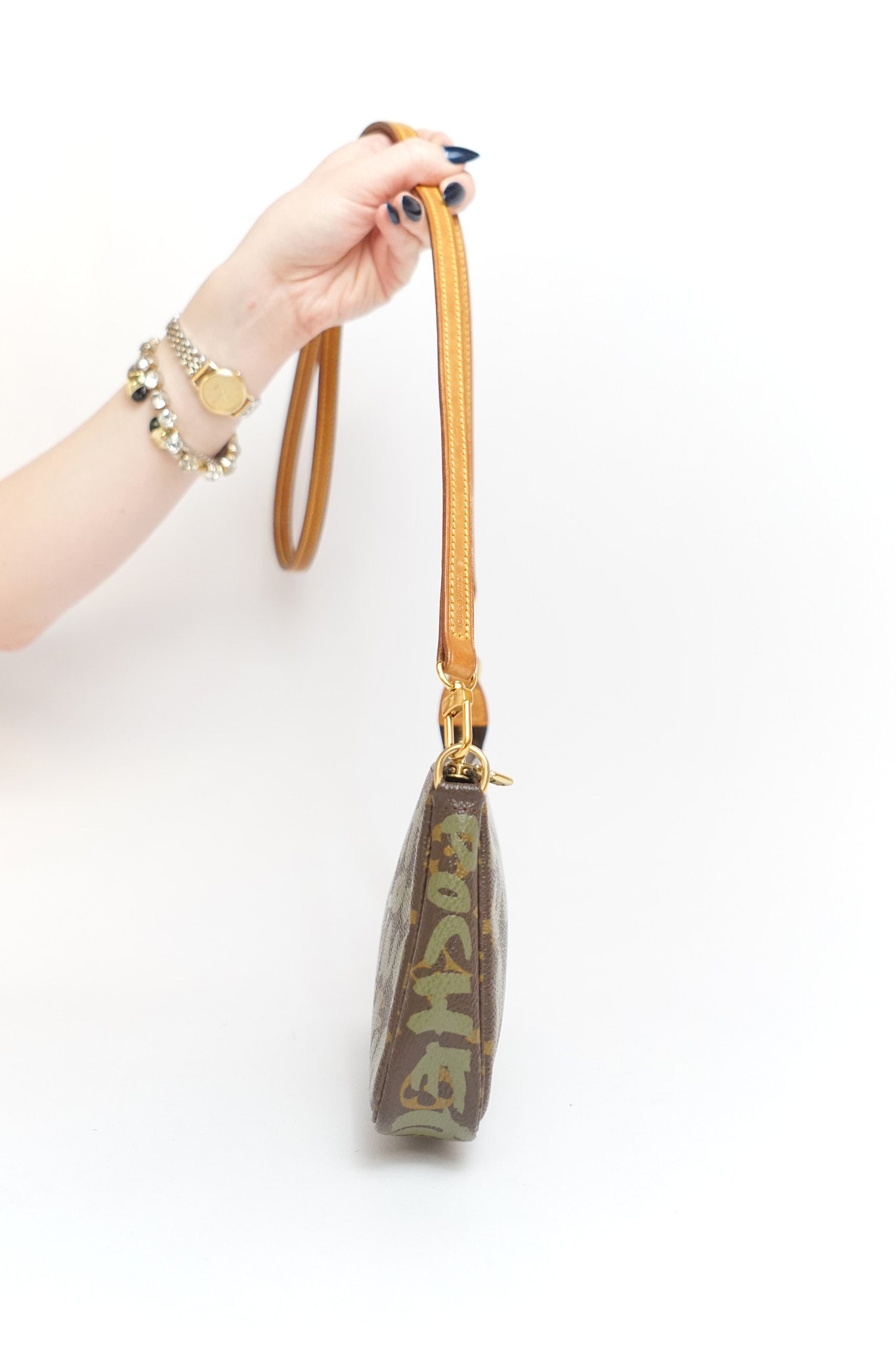 Louis Vuitton Monogram Green Graffiti Pochette by Stephen Sprouse
