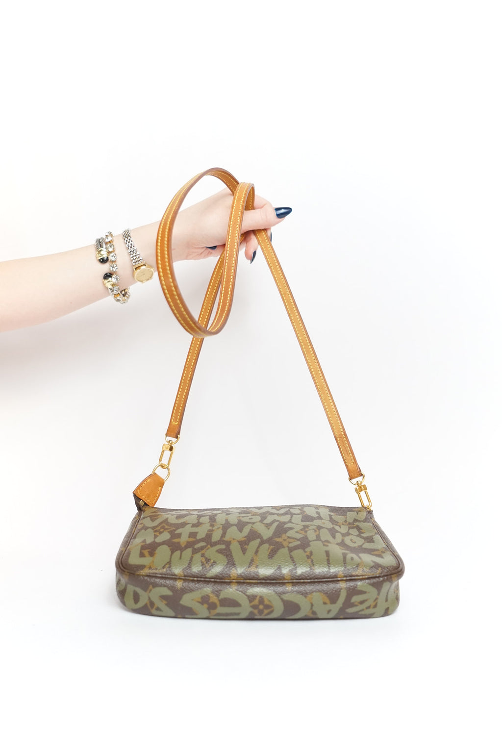 Louis Vuitton Monogram Green Graffiti Pochette by Stephen Sprouse