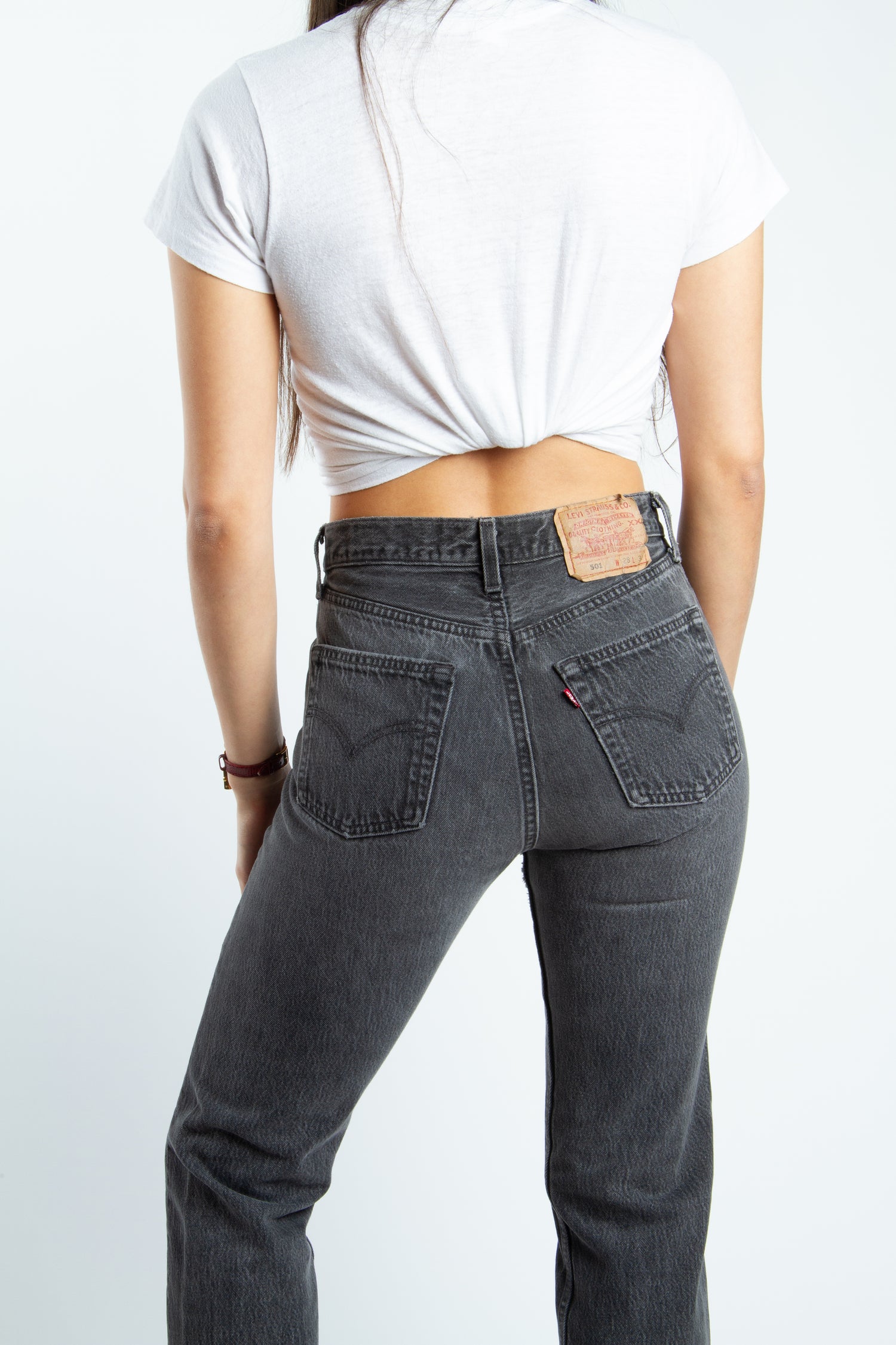 Vintage Levi's  501  Size 28 | Mid Rise Straight Leg Fit Black Wash Distressed USA Denim Jeans | 28" S 6