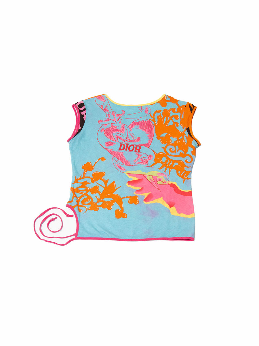 2005 Christian Dior Graphic Side Tie Top